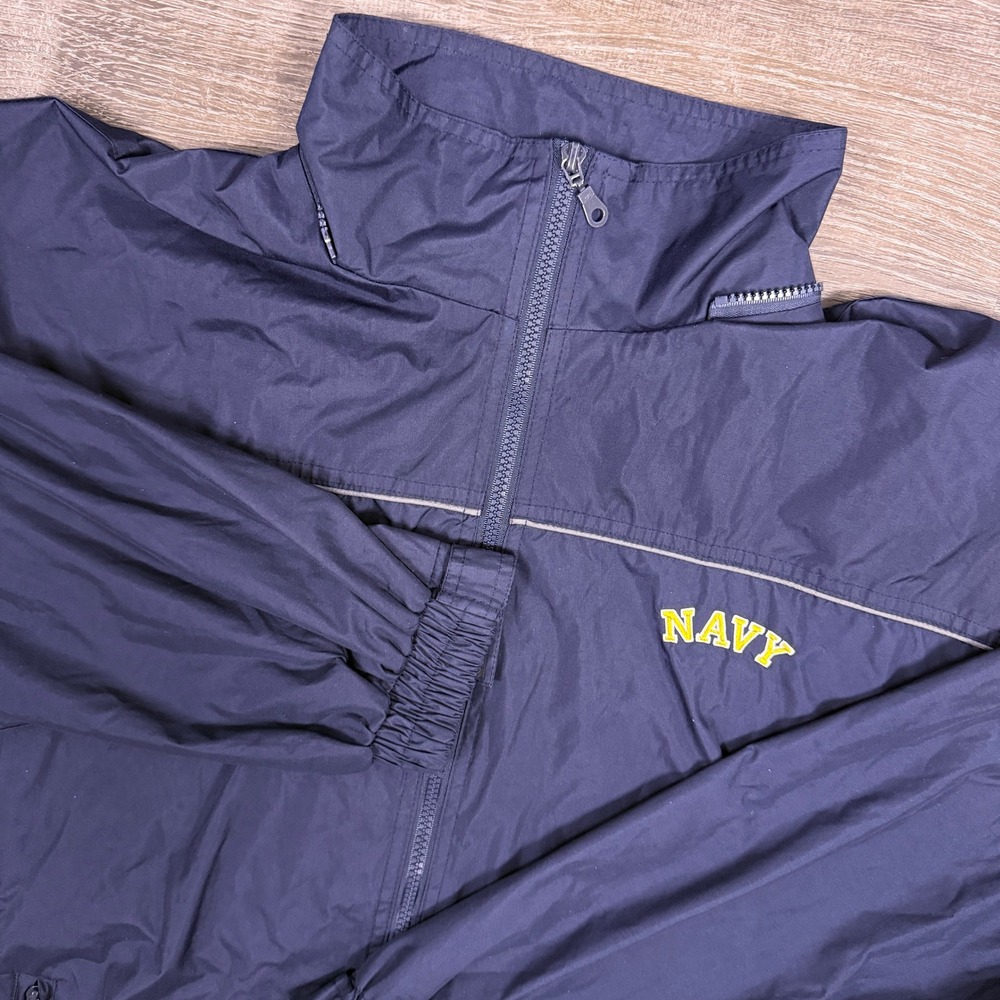 Cheneral US Navy Windbreaker Jacket Mens 2XL Blue Yellow Embroidered Logo